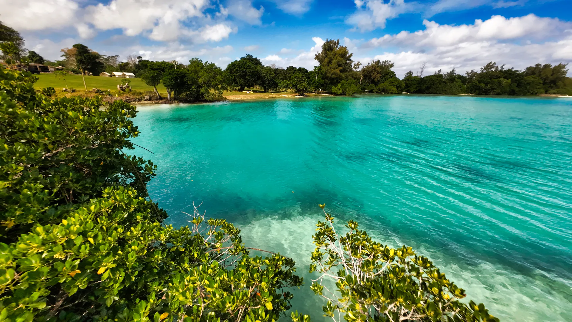 Secluded tropical coastline view near Nawesa Resort Southeast Efate Island