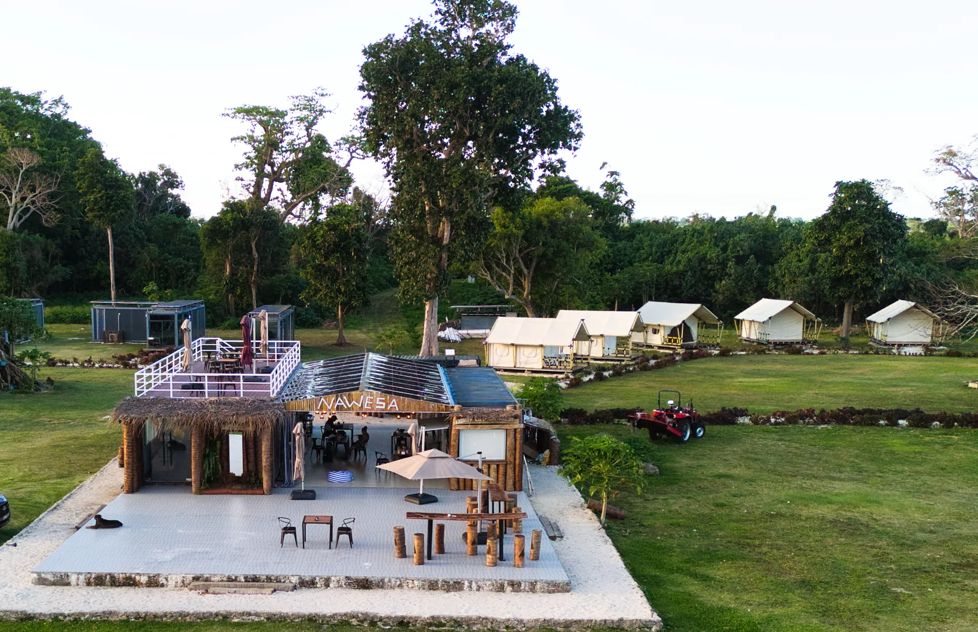 Aerial view of Nawesa Resort beachfront property Southeast Efate Vanuatu