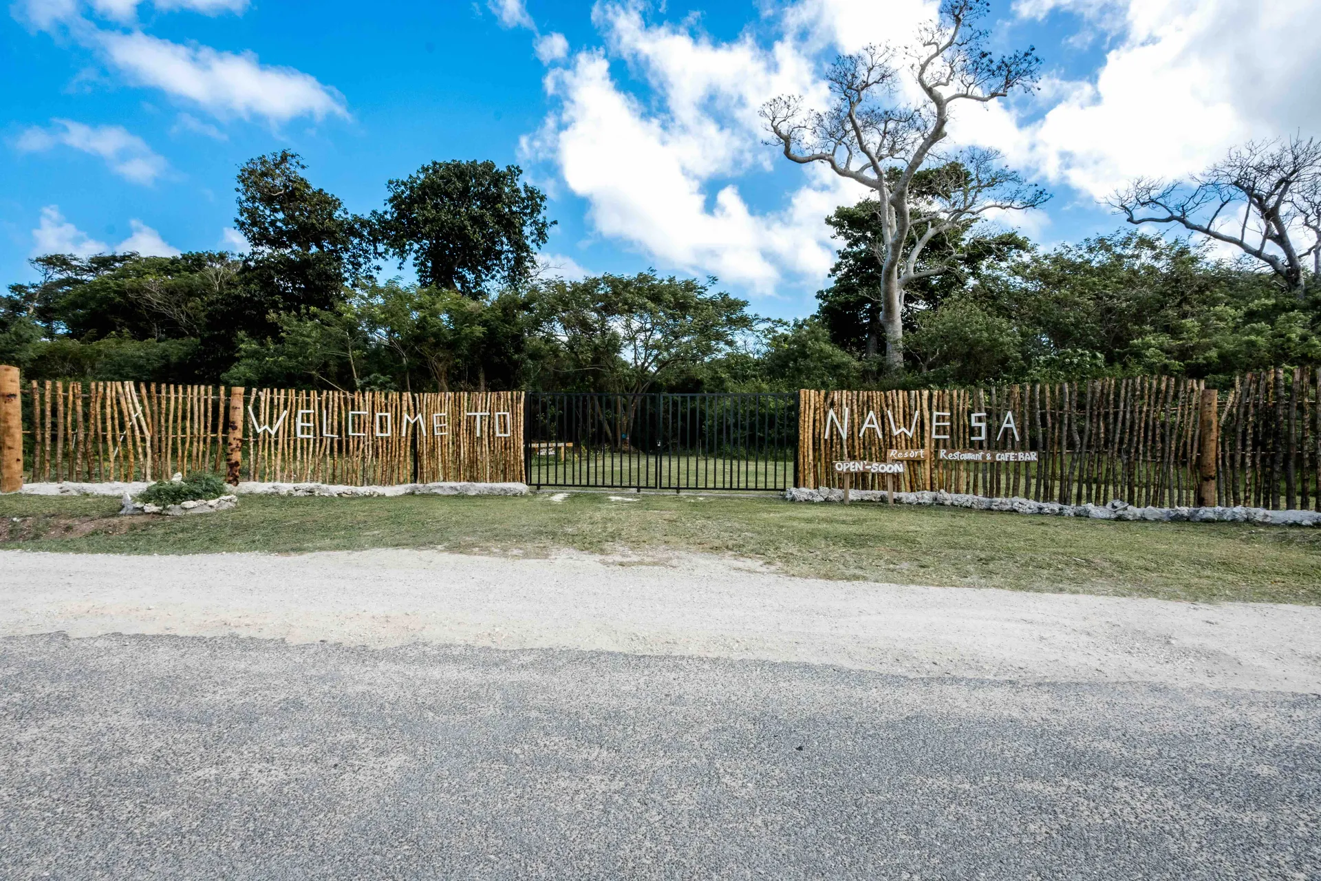 Nawesa Resort main entrance gate Southeast Efate beachfront property Vanuatu