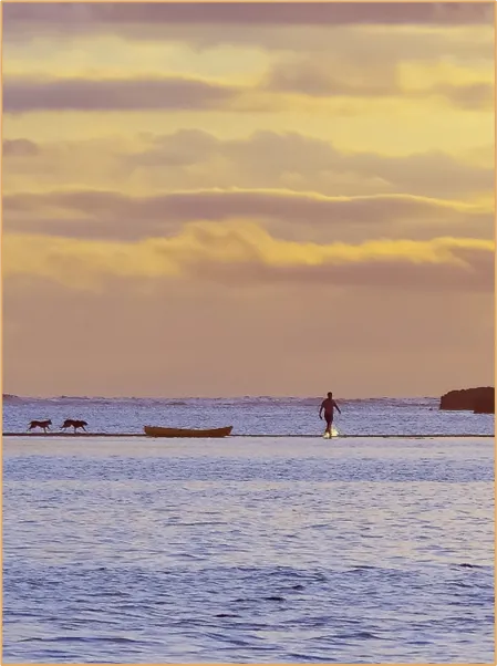 Peaceful beach walk along the shore at Nawesa beachfront resort Efate Island